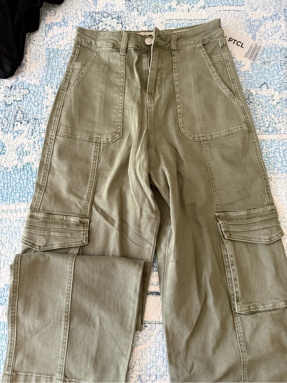 Ptcl Olive Green High-Rise Cargo Pants